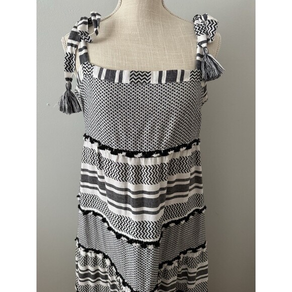 Veronica Beard 'Quartz' Striped Cotton Maxi Dress Black Multi Size Large - Picture 6 of 13
